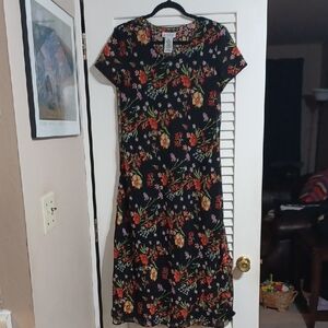 Vintage 1990s White Stag Size 16 Woman's Sheer Floral Maxi Dress